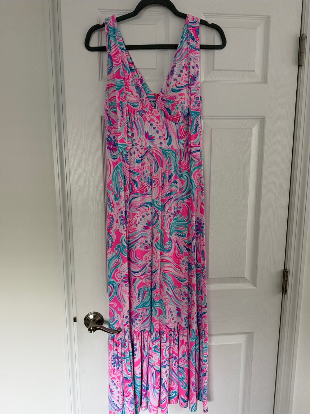 Lilly Pulitzer Vibrant Pink & Teal Swirl Maxi Dress